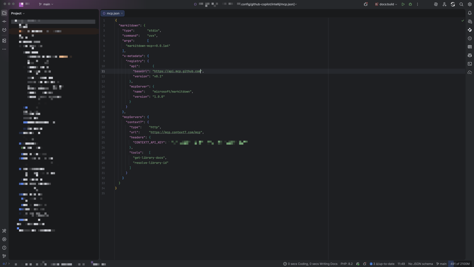 Click to show full size for Opened mcp.json file Opened mcp.json file