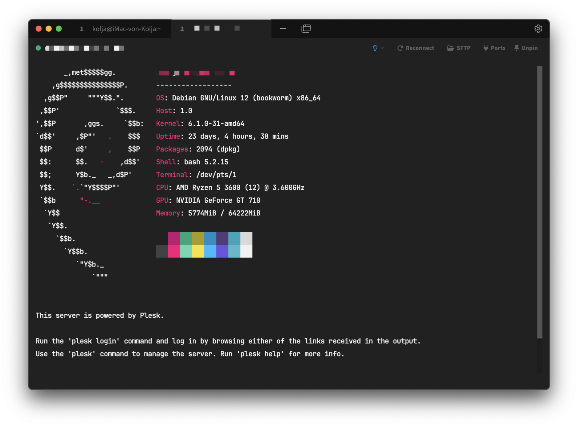 Read "What's in my /Applications Folder: 10 macOS Apps I can't (or don't want to) live without" Tabby connected to my server